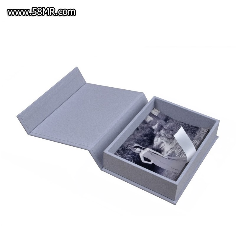 Wooden linen photo gift box for wedding