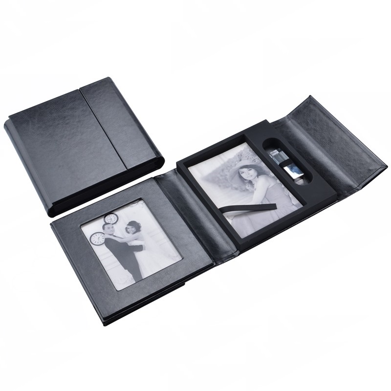 PU leather photo usb gift case