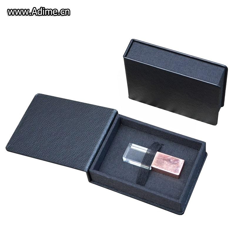Leather linen USB gift box